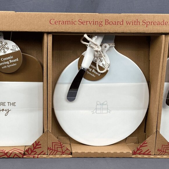 3-Piece Holiday Ceramic Serving Board W/ Spreaders NIP - Picture 6 of 7